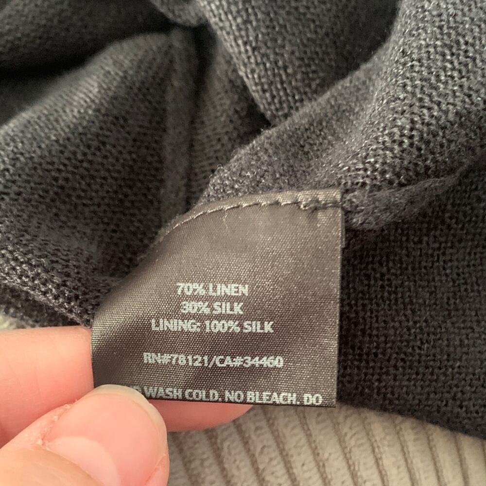 Eileen Fisher size large Black V-Neck Women's tunic Top linen silk sustainable - Picture 8 of 10